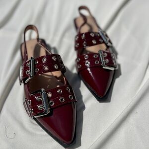 Burgundy Slingback Flat with buckles